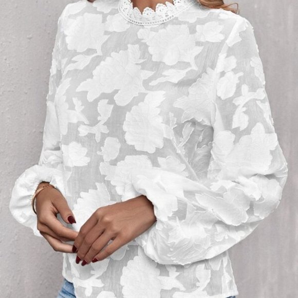 Classic Oblique Leaf Print Blouse Top fall winter - Picture 3 of 8